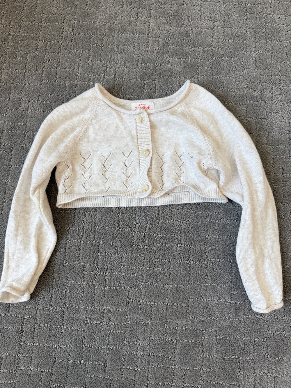 Cat & Jack Cream Cropped Knit Cardigan